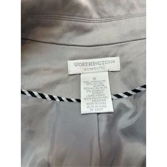 Worthington stretch 16 silver grey 3 bottom front lined comfort blazer - Picture 4 of 4